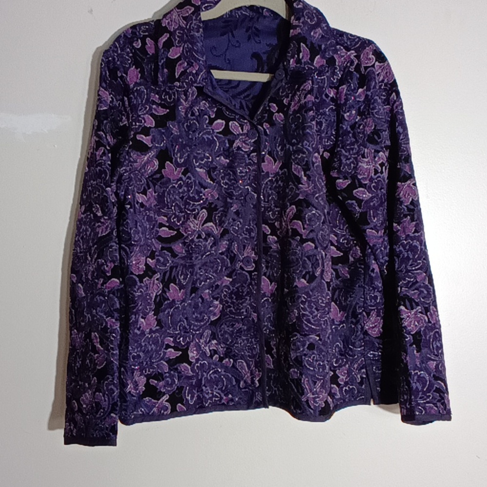 Purple Floral  TOP BLAZER SIZE SMALL - Picture 3 of 6